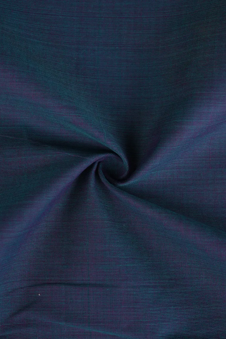 Lapis Blue Chettinad Cotton Sarees with Gold Zari Plain view 4