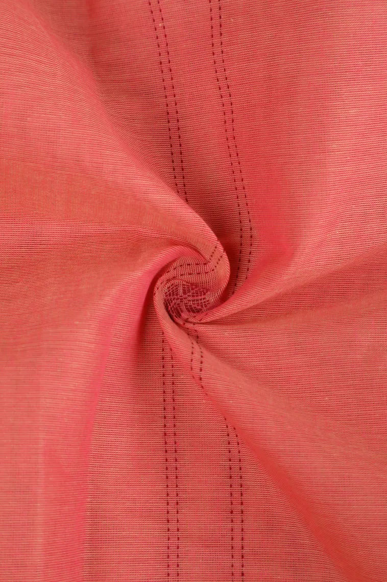 Rouge Pink Kanchi Cotton Sarees Without Zari With Stripes And Puttas view 4