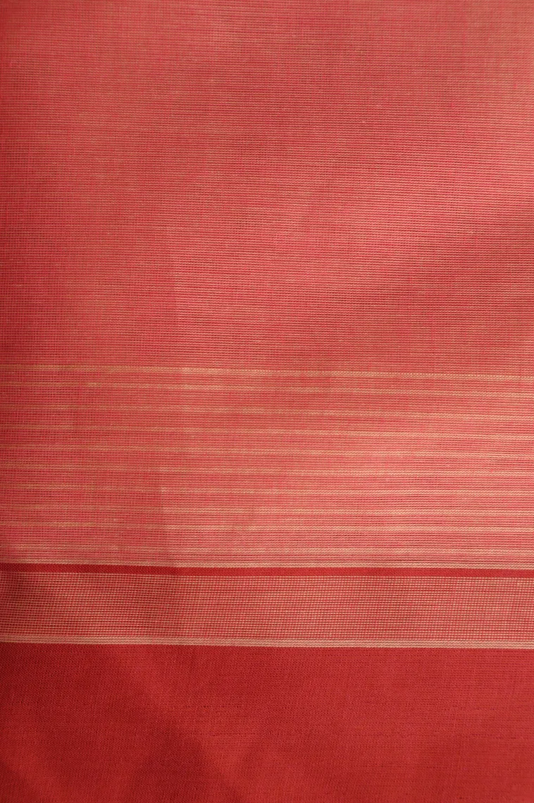 Rouge Pink Kanchi Cotton Sarees Without Zari With Stripes And Puttas view 3