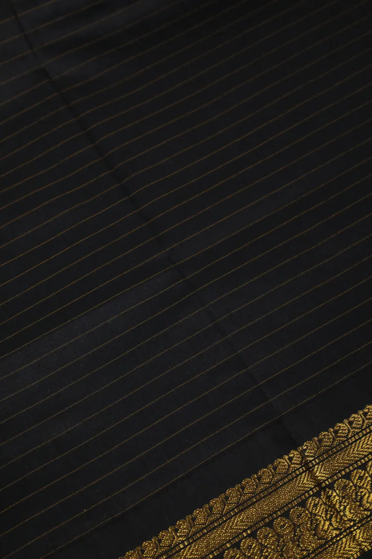 Cobalt Blue Kalyani Cotton with Gold Zari Small Checks Pattern view 3