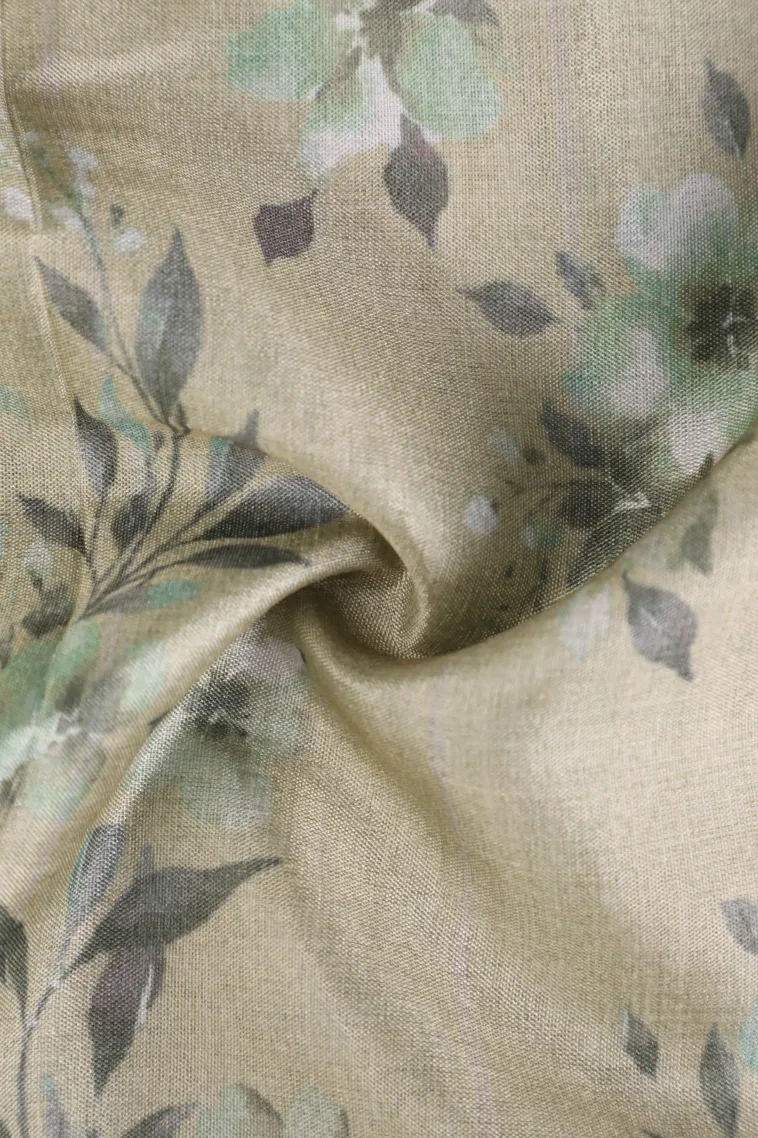 Pistachio Green Soft Silk Sarees with Gold Zari Floral Patterns view 4
