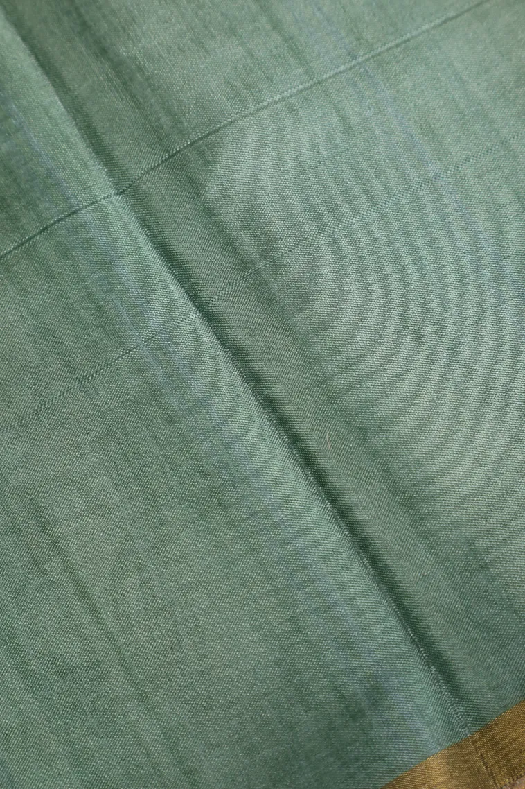 Pistachio Green Soft Silk Sarees with Gold Zari Floral Patterns view 3