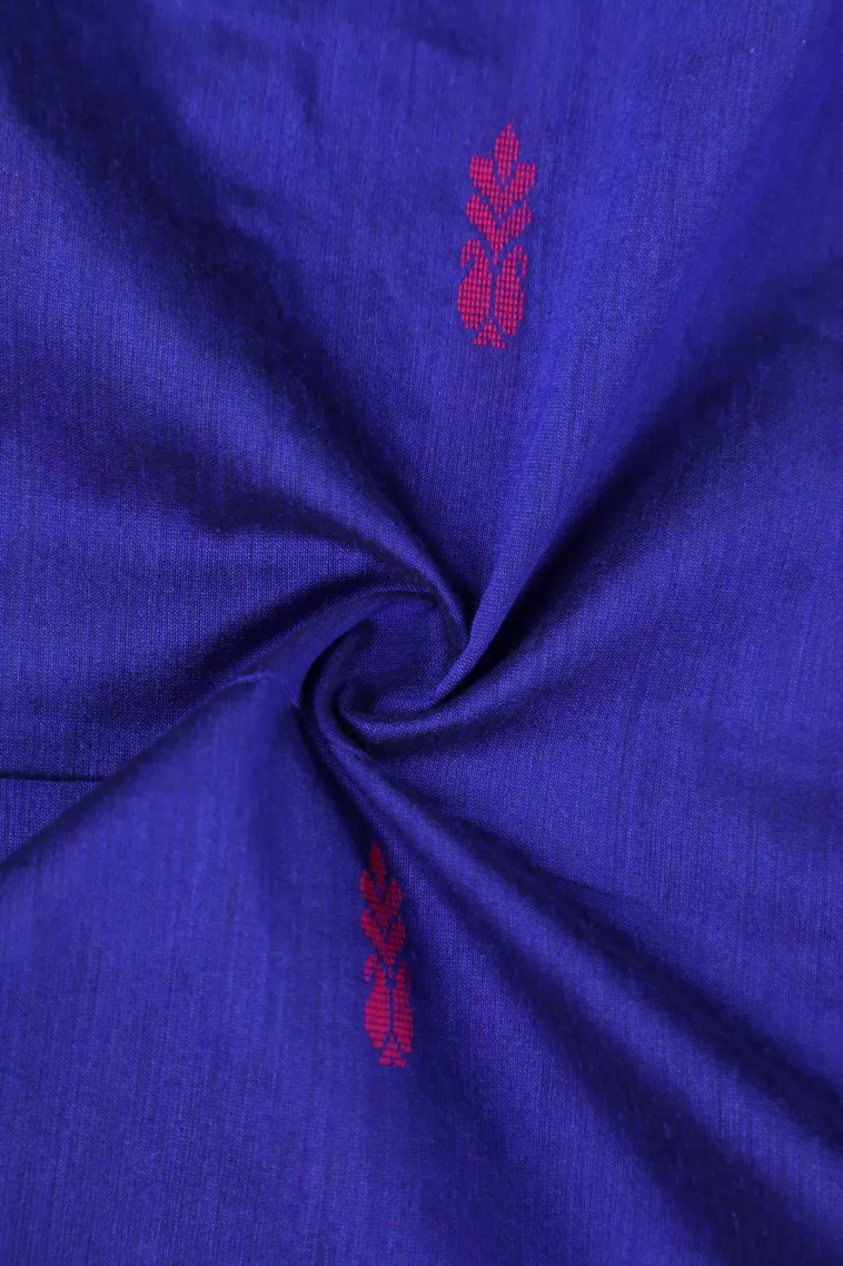 Admiral Blue Kalyani Cotton with Gold Zari Buttis (small Dots Or Motifs) view 4