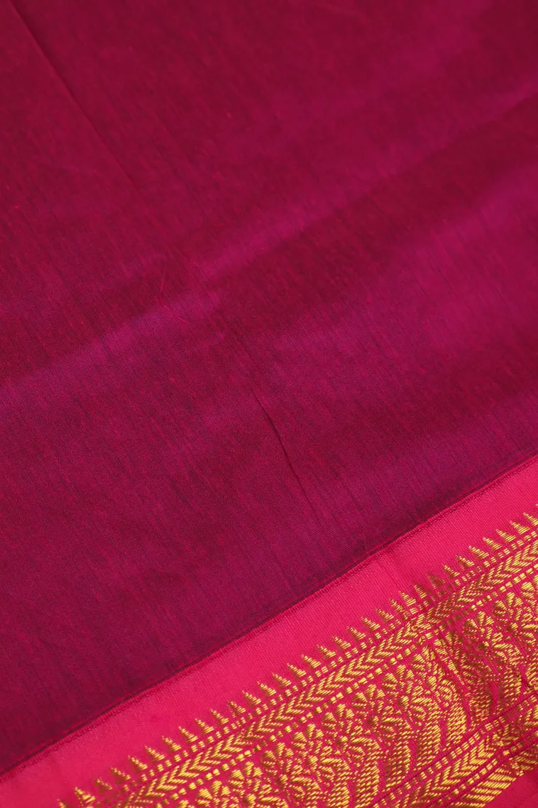 Admiral Blue Kalyani Cotton with Gold Zari Buttis (small Dots Or Motifs) view 3