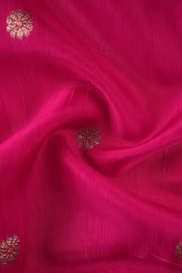 Magenta Pink Banaras Sarees with Gold Zari Buttis (small Dots Or Motifs) view 4