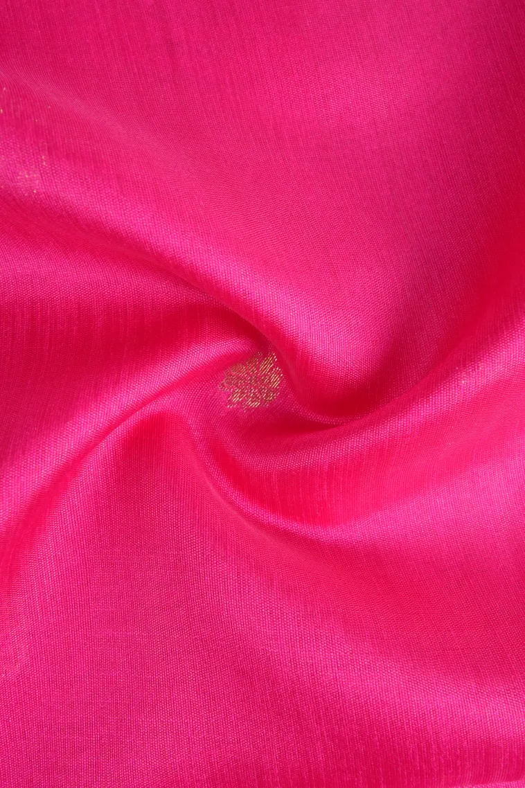 Magenta Pink Semi Tussar Silk with Gold Zari Buttis (small Dots Or Motifs) view 4