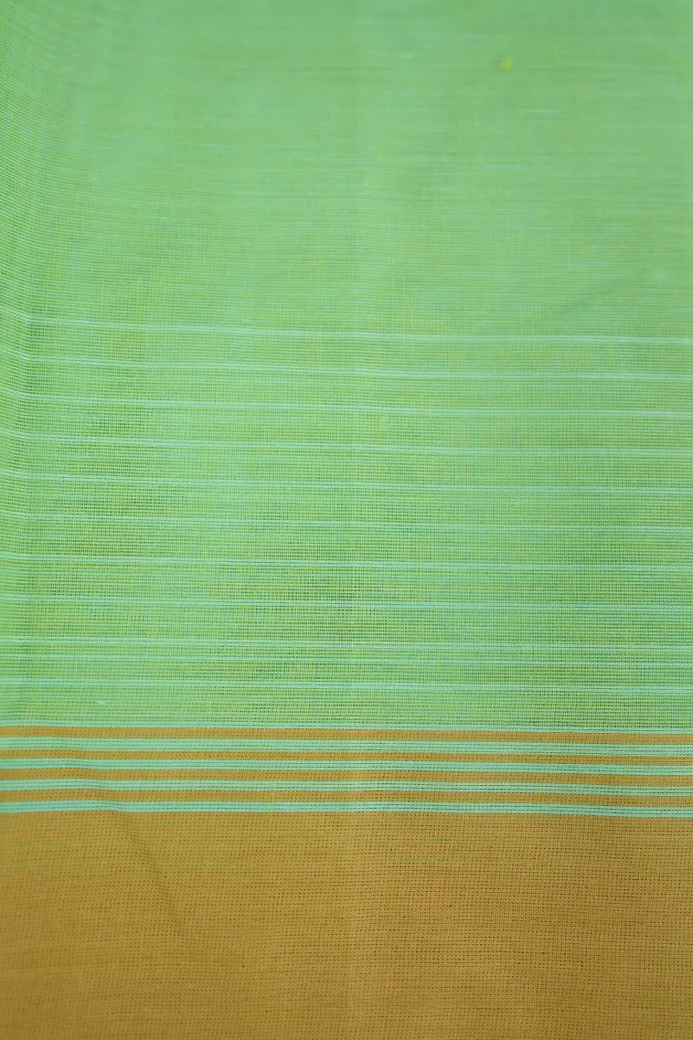 Mint Green Kanchi Cotton Sarees Without Zari With Flower Mottif view 3