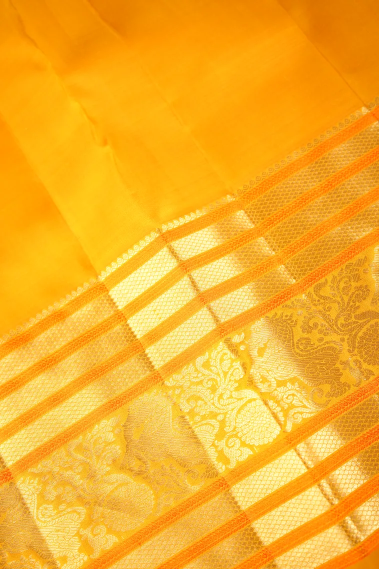 Jam Purple Kanchipuram Silk Sarees with Gold Zari Peacock And Rudhractam view 3
