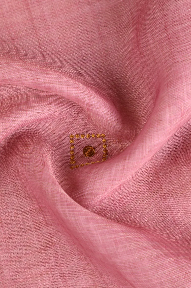 Rose Pink Tissue Silk Sarees with Gold Zari Geometric Shapes view 4