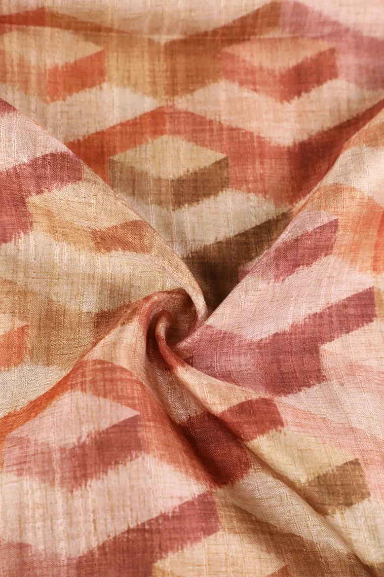 Buttermilk Yellow Semi Tussar Silk with Gold Zari Geometric Shapes view 4