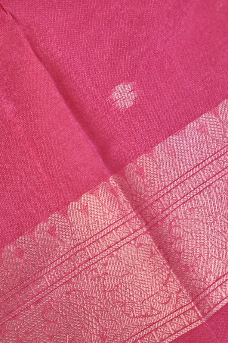 Magenta Purple Tussar Saree with Bronze Zari Ikkat view 3