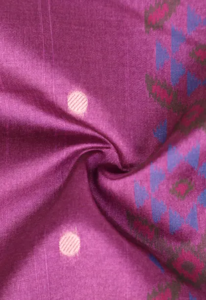 Magenta Purple Tussar Saree with Bronze Zari Ikkat