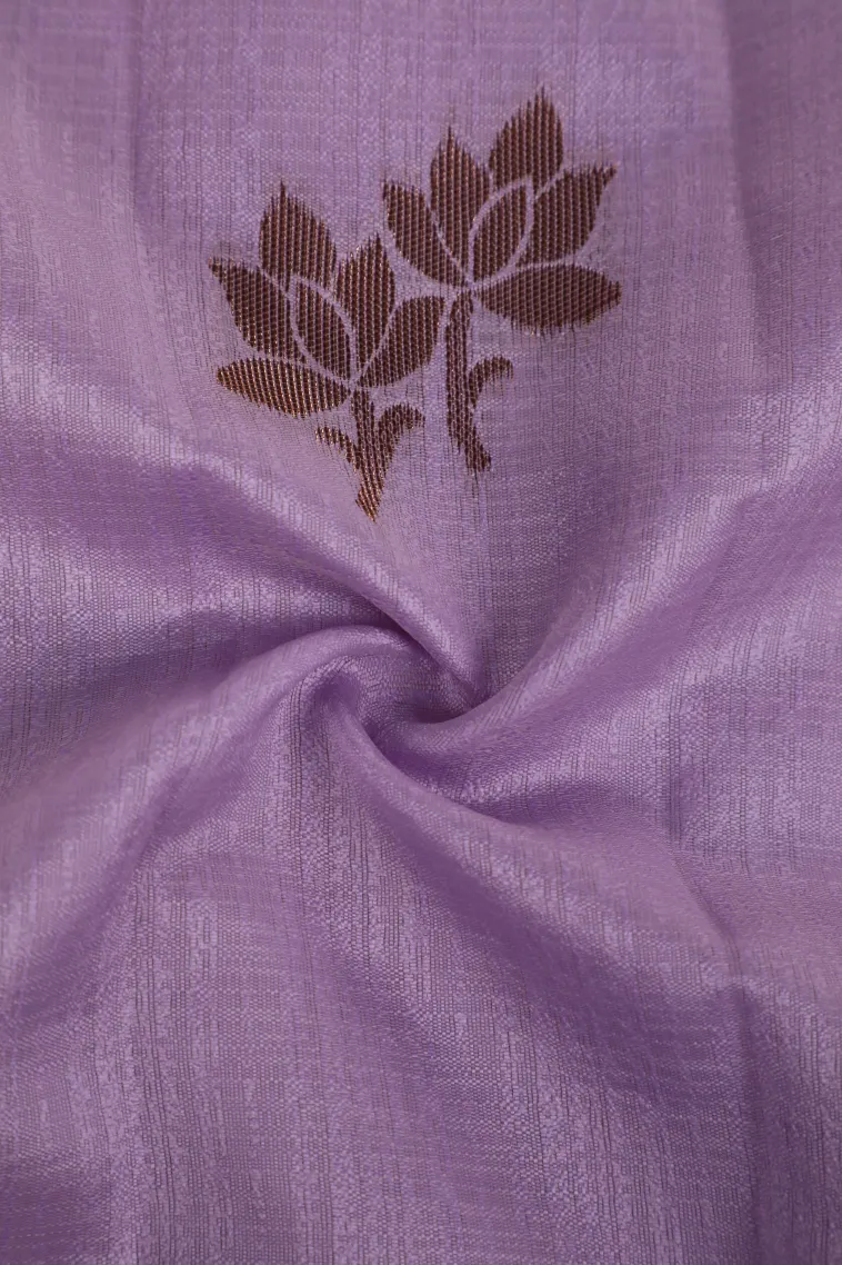 Iris Purple Raw Silk Sarees with Copper Zari Flower Mottif view 4