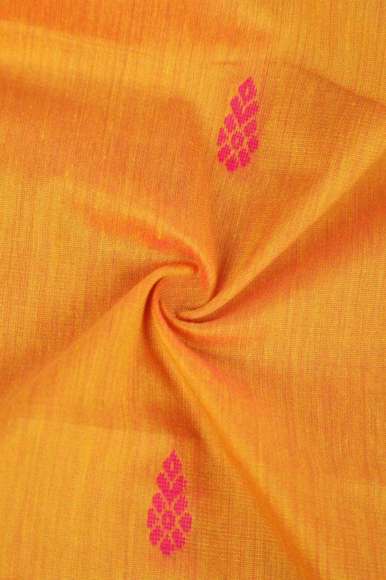 Lemon Yellow Kalyani Cotton with Gold Zari Buttis (small Dots Or Motifs) view 4