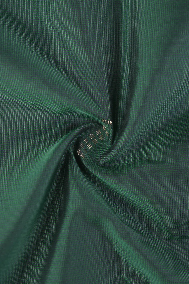 Bottle Green Arani Silk Sarees with Gold Zari Buttis (small Dots Or Motifs) view 4