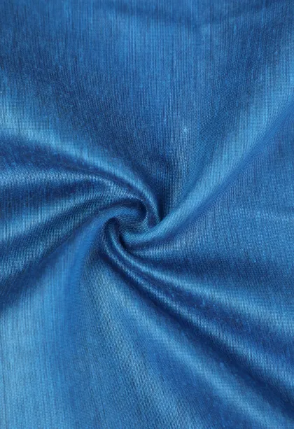 Cerulean Blue Semi Tussar Silk with Bronze Zari Plain