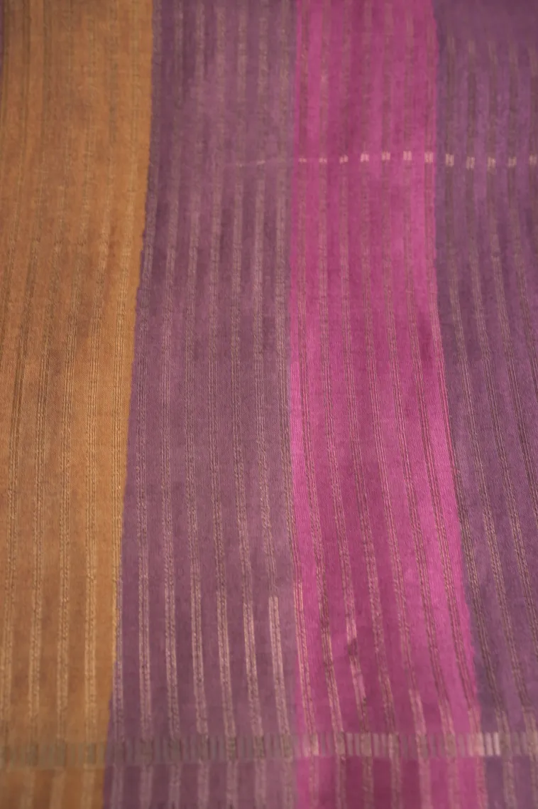 Magenta Purple Tussar Saree with Gold Zari Buttis (small Dots Or Motifs) view 3