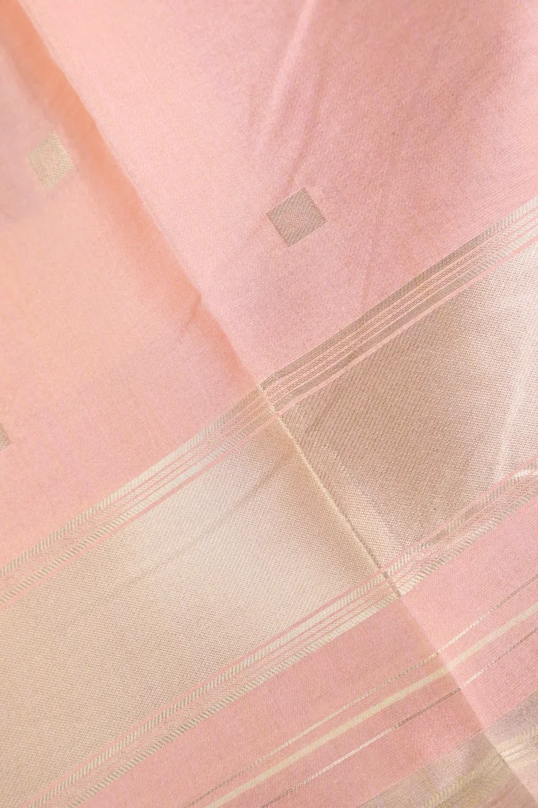 Caramel Brown Jute Sarees with Bronze Zari Geometric Shapes view 3