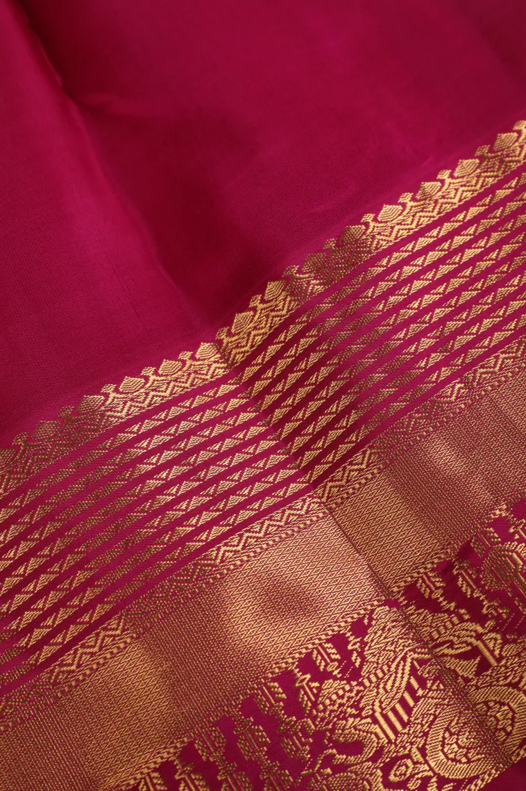 Gold Soft Silk Saree with Gold Zari Floral Puttas view 3