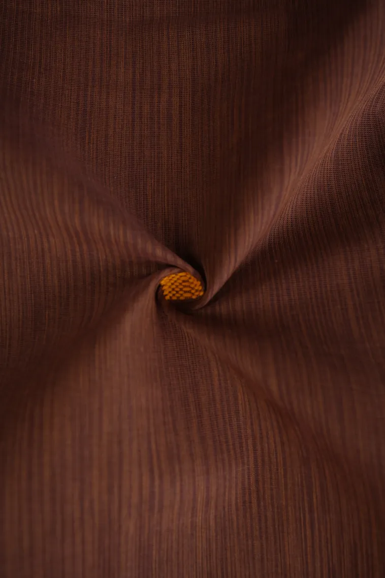 Caramel Brown Kanchi Cotton Sarees with Gold Zari Buttis (small Dots Or Motifs) view 4