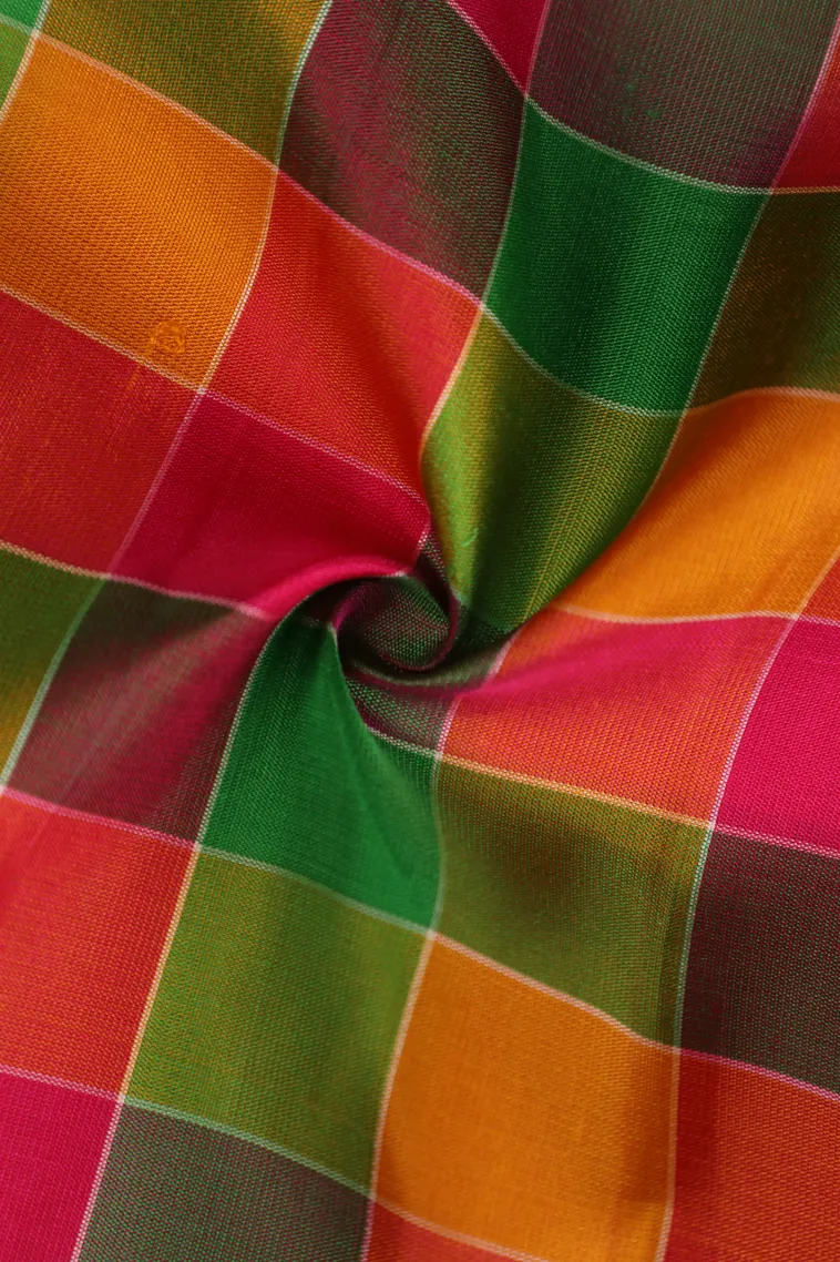 Emerald Green Soft Silk Saree with Gold Zari Checks view 4