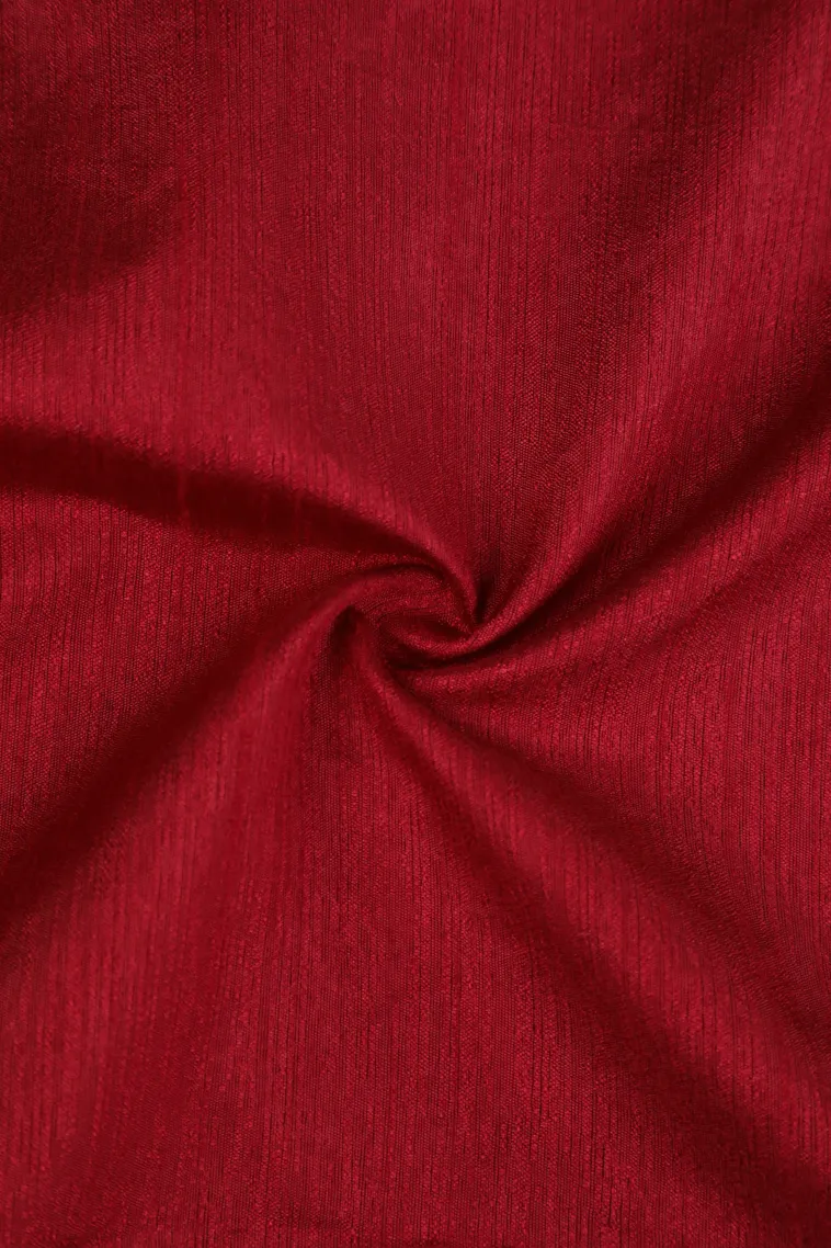 Apple Red Semi Tussar Silk with Gold Zari Plain view 4