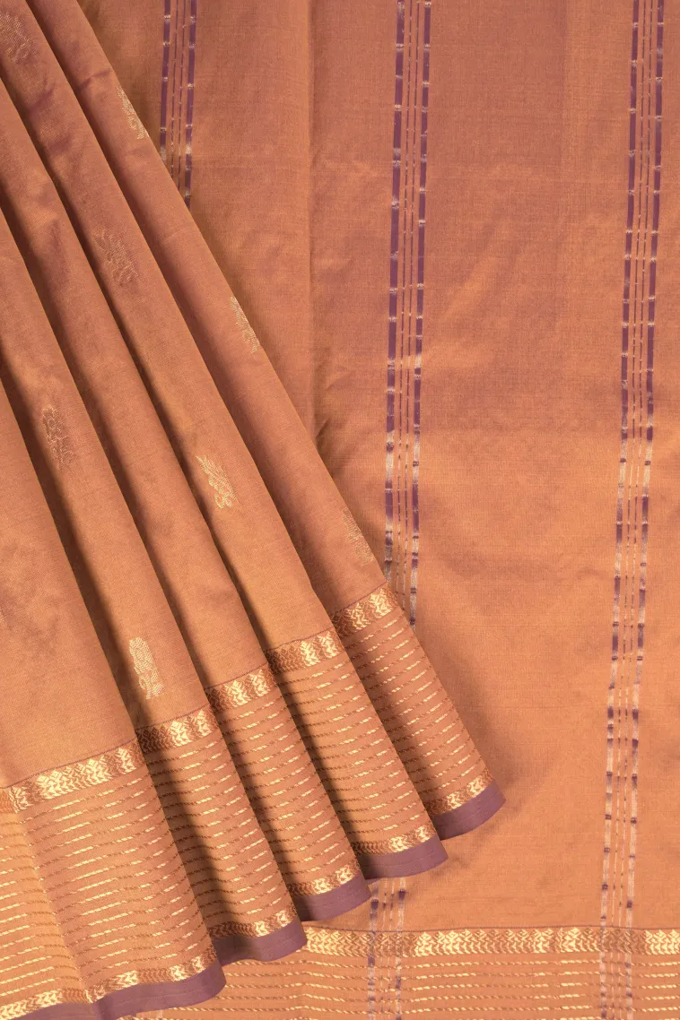 Gold Soft Silk Saree with Gold Zari Flower Mottif