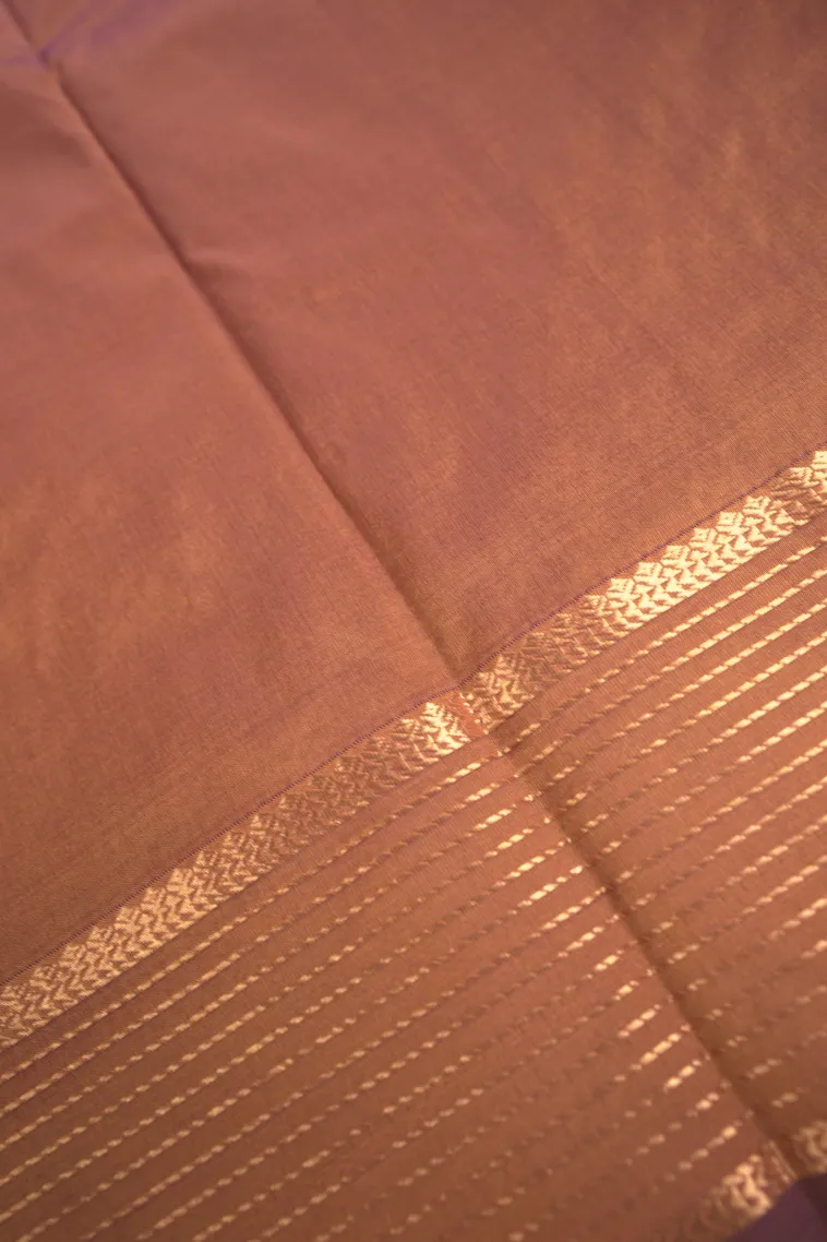 Gold Soft Silk Saree with Gold Zari Flower Mottif view 3