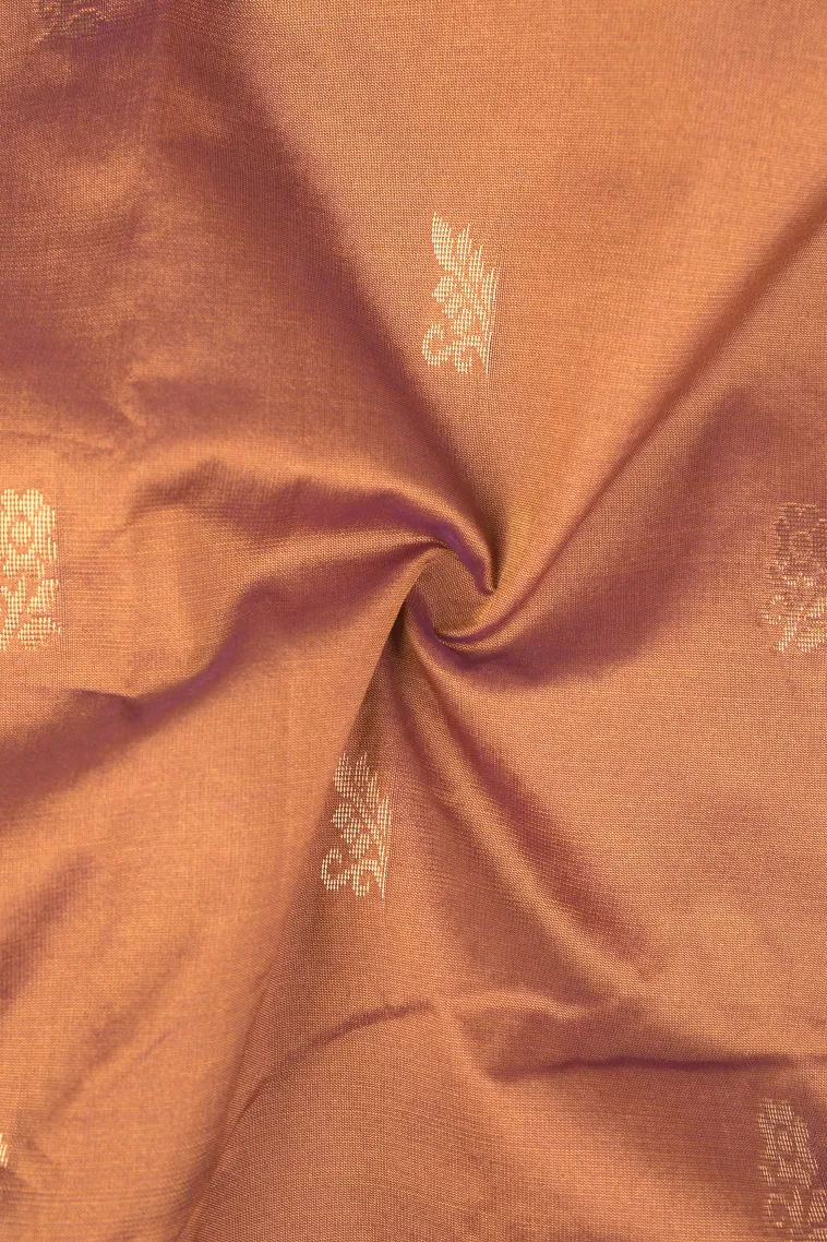 Gold Soft Silk Saree with Gold Zari Flower Mottif view 4