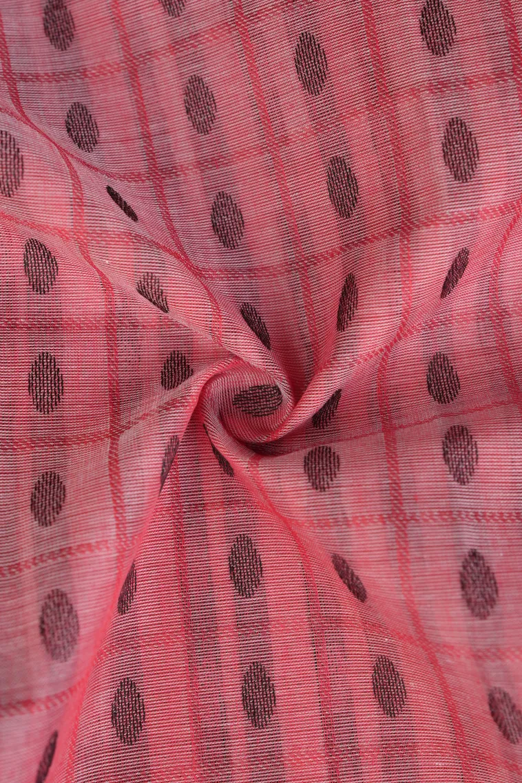 Rose Pink Kanchi Cotton Sarees Without Zari With Buttis (small Dots Or Motifs) view 4