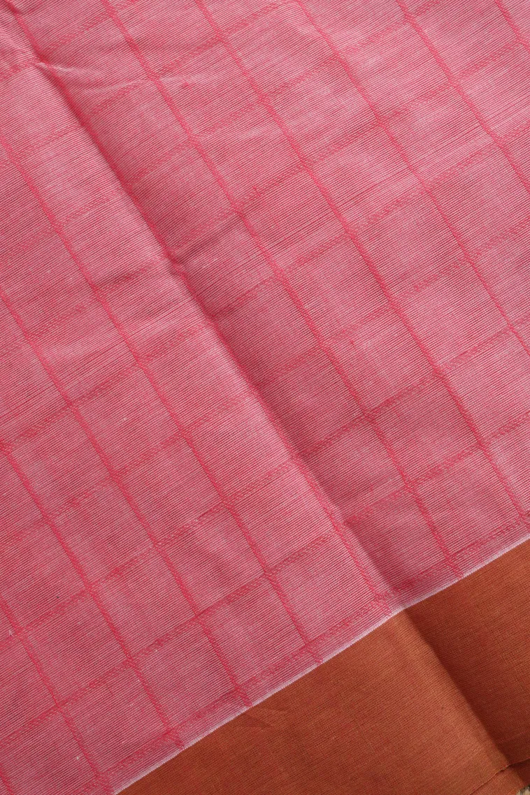 Rose Pink Kanchi Cotton Sarees Without Zari With Buttis (small Dots Or Motifs) view 3