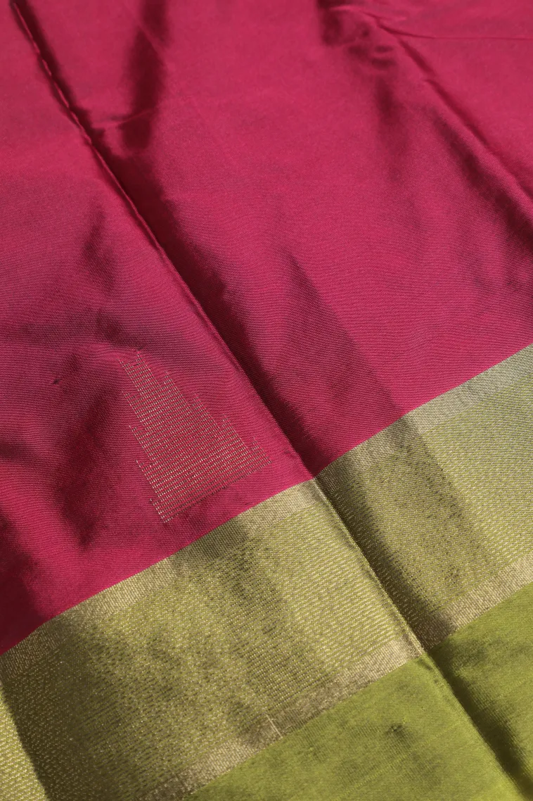 Magenta Purple Arani Silk Sarees with Gold Zari Temple Pattern view 3
