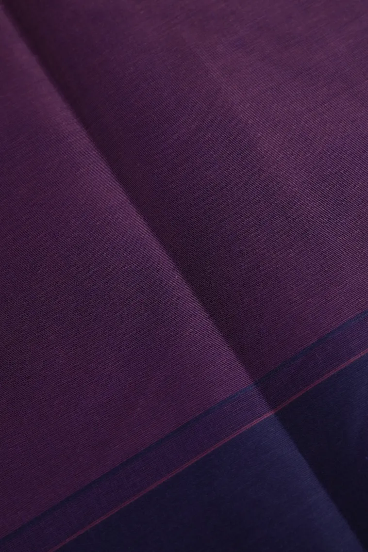 Mauve Purple Kanchi Cotton Sarees Without Zari With Stripes view 3