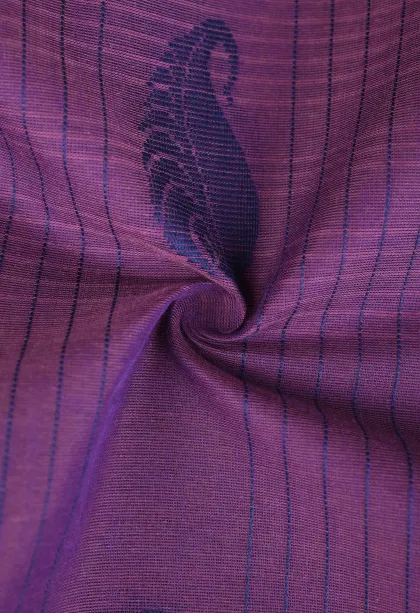 Mauve Purple Kanchi Cotton Sarees Without Zari With Stripes