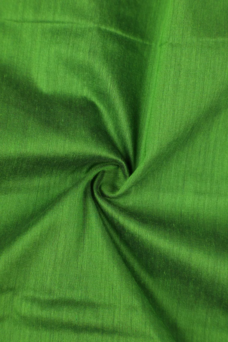Emerald Green Kalyani Cotton with Gold Zari Plain view 4