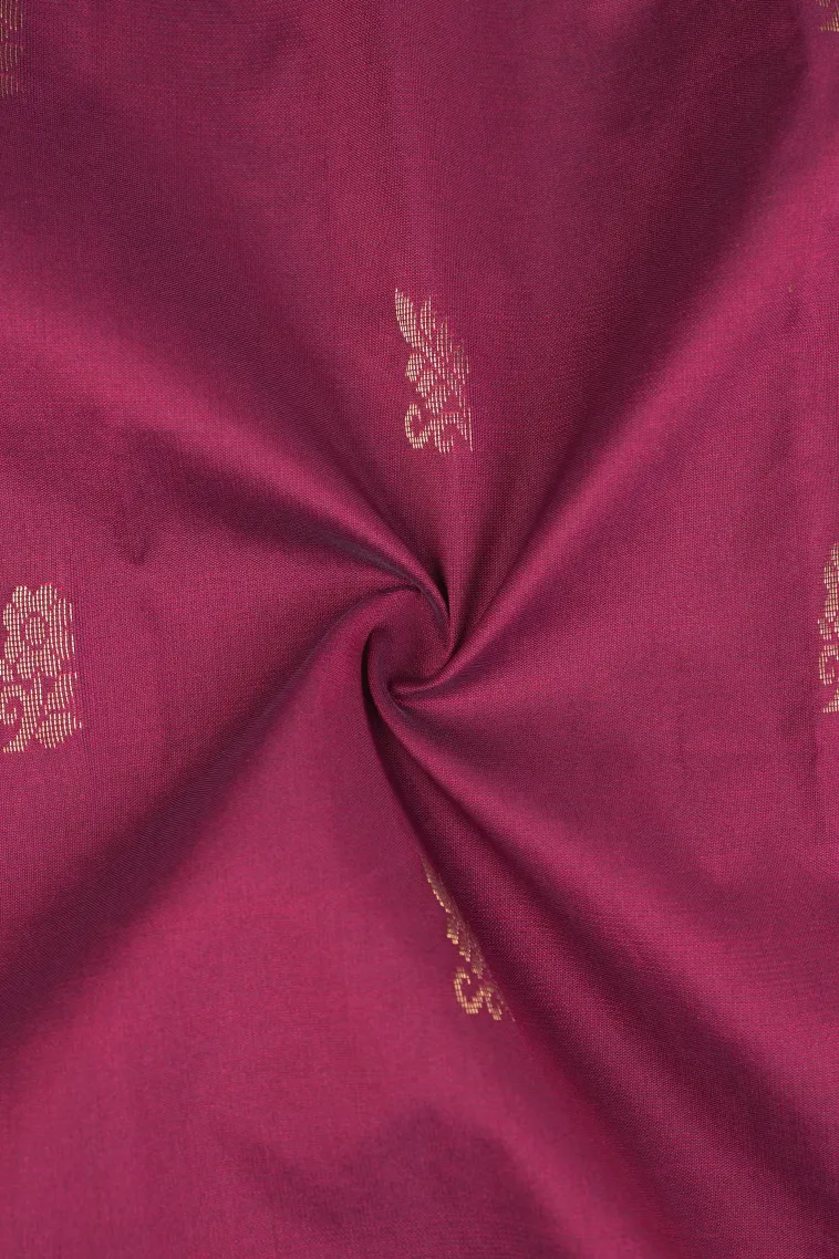 Bindi Red Soft Silk Saree with Gold Zari Flower Mottif view 4