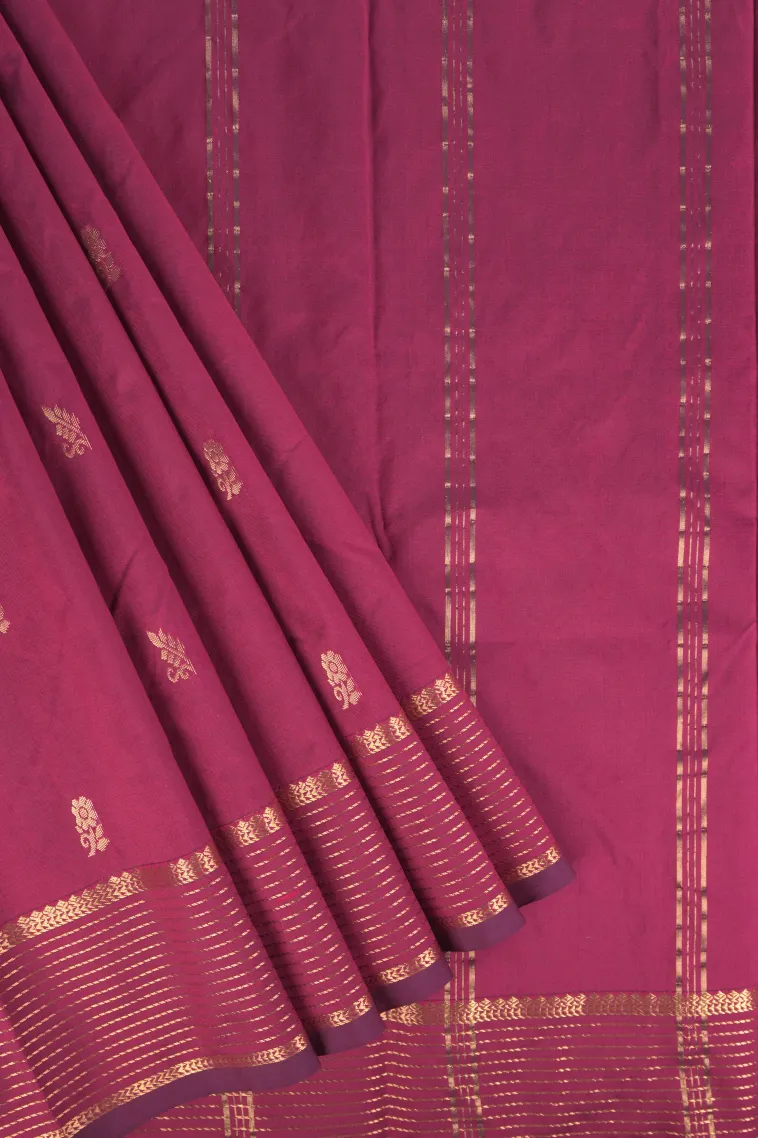 Bindi Red Soft Silk Saree with Gold Zari Flower Mottif