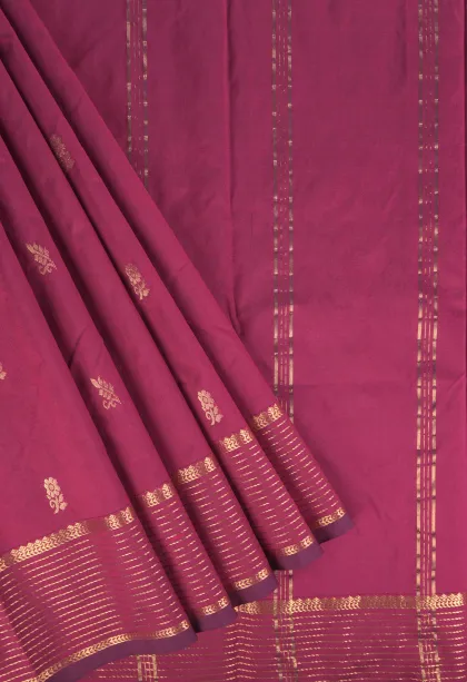 Bindi Red Soft Silk Saree with Gold Zari Flower Mottif