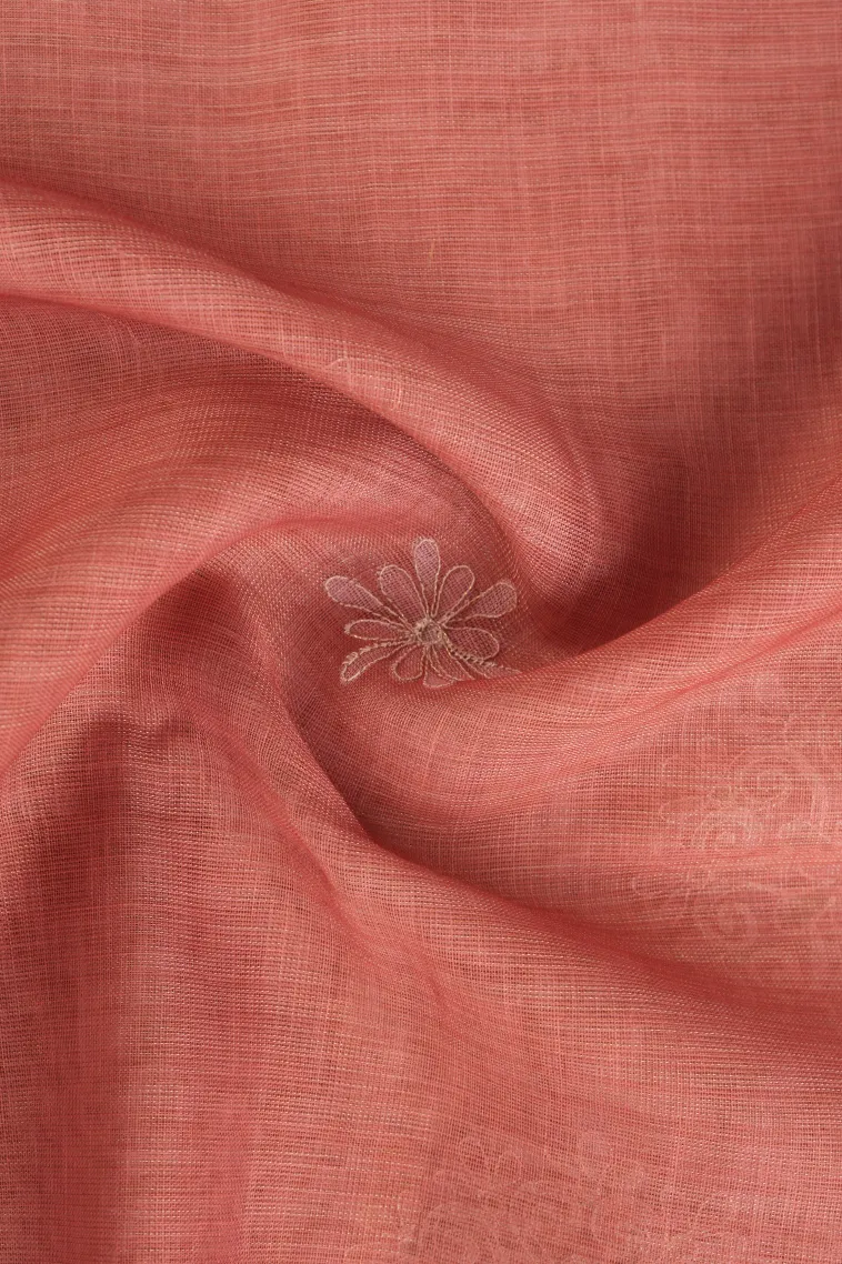 Peach Pink Tissue Silk Sarees with Gold Zari Rangoli Pattren view 4