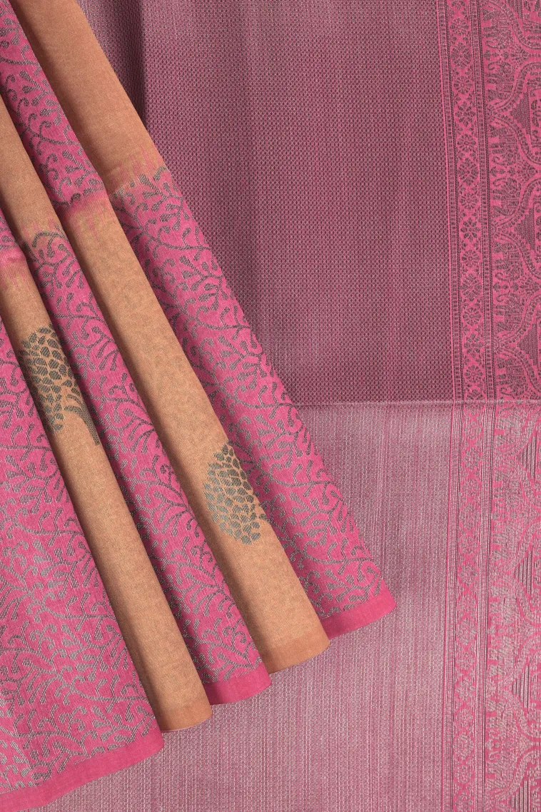Shortbread Yellow Tussar Saree with Antic Zari Checks