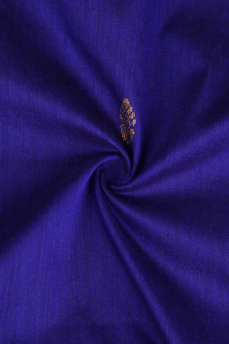 Admiral Blue Kalyani Cotton with Gold Zari Buttis (small Dots Or Motifs) view 4