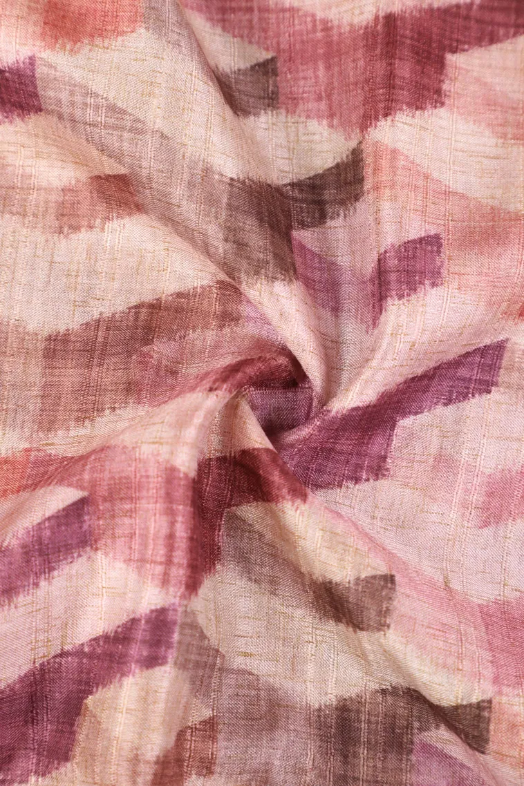 Buttermilk Yellow Semi Tussar Silk with Gold Zari Geometric Shapes view 4