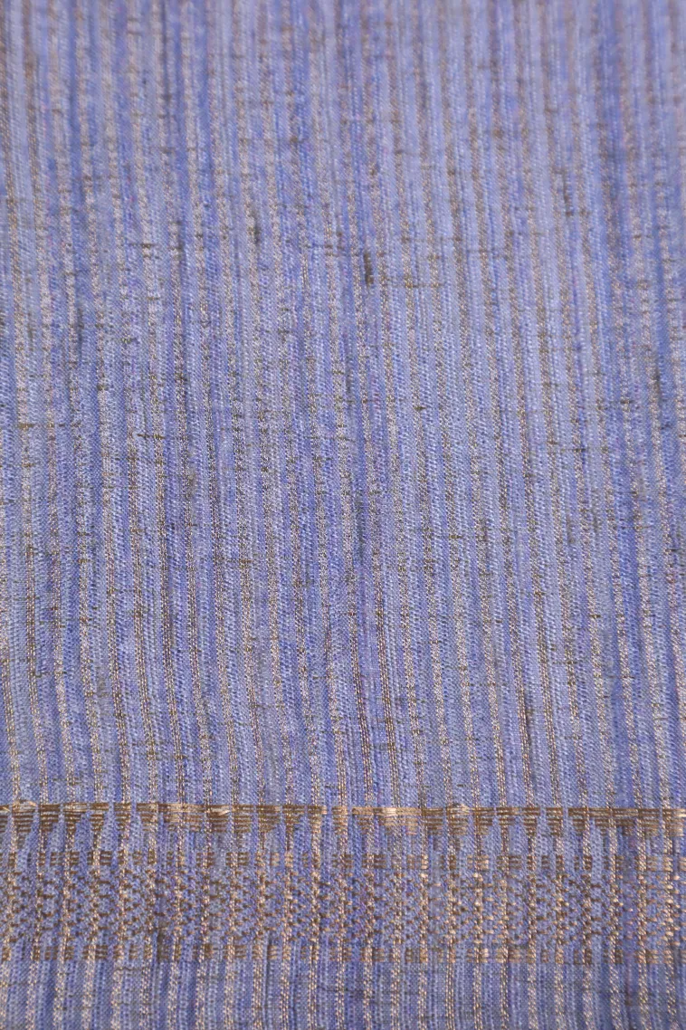 Buttermilk Yellow Semi Tussar Silk with Gold Zari Geometric Shapes view 3