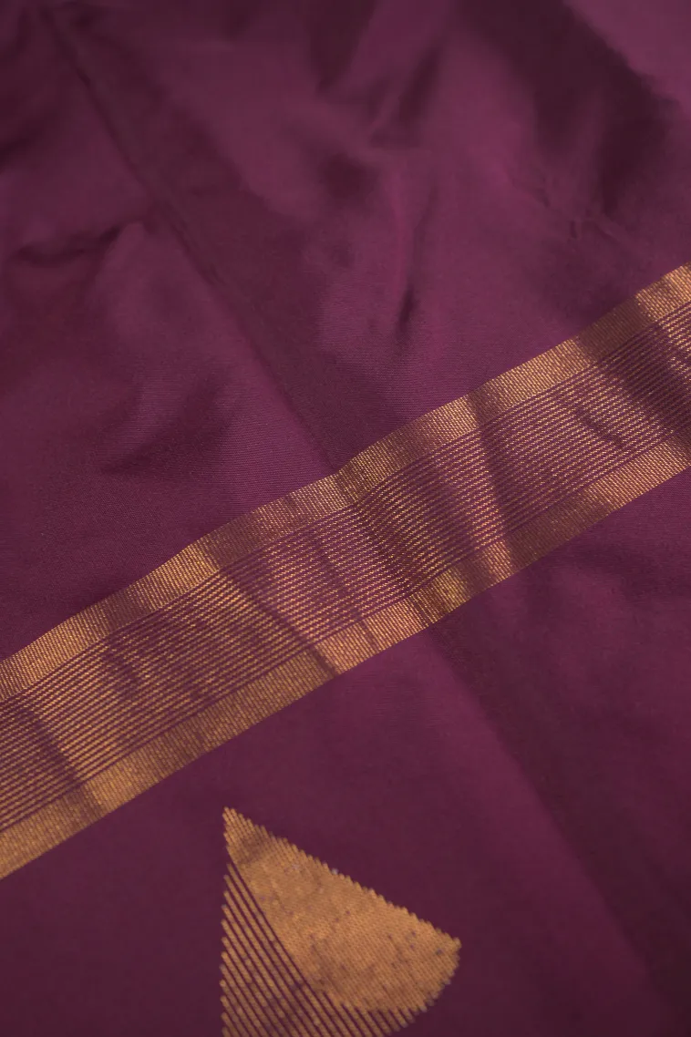 Jam Purple Arani Silk Sarees with Gold Zari Buttis (small Dots Or Motifs) view 3
