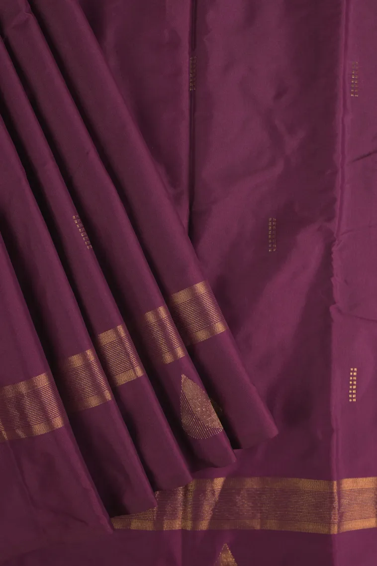 Jam Purple Arani Silk Sarees with Gold Zari Buttis (small Dots Or Motifs) view 1