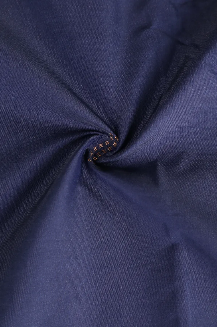 Indigo Blue Arani Silk Sarees with Gold Zari Peacock Motifs view 4