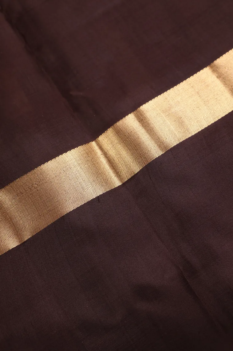 Salmon Pink Soft Silk Saree with Gold Zari Plain view 3