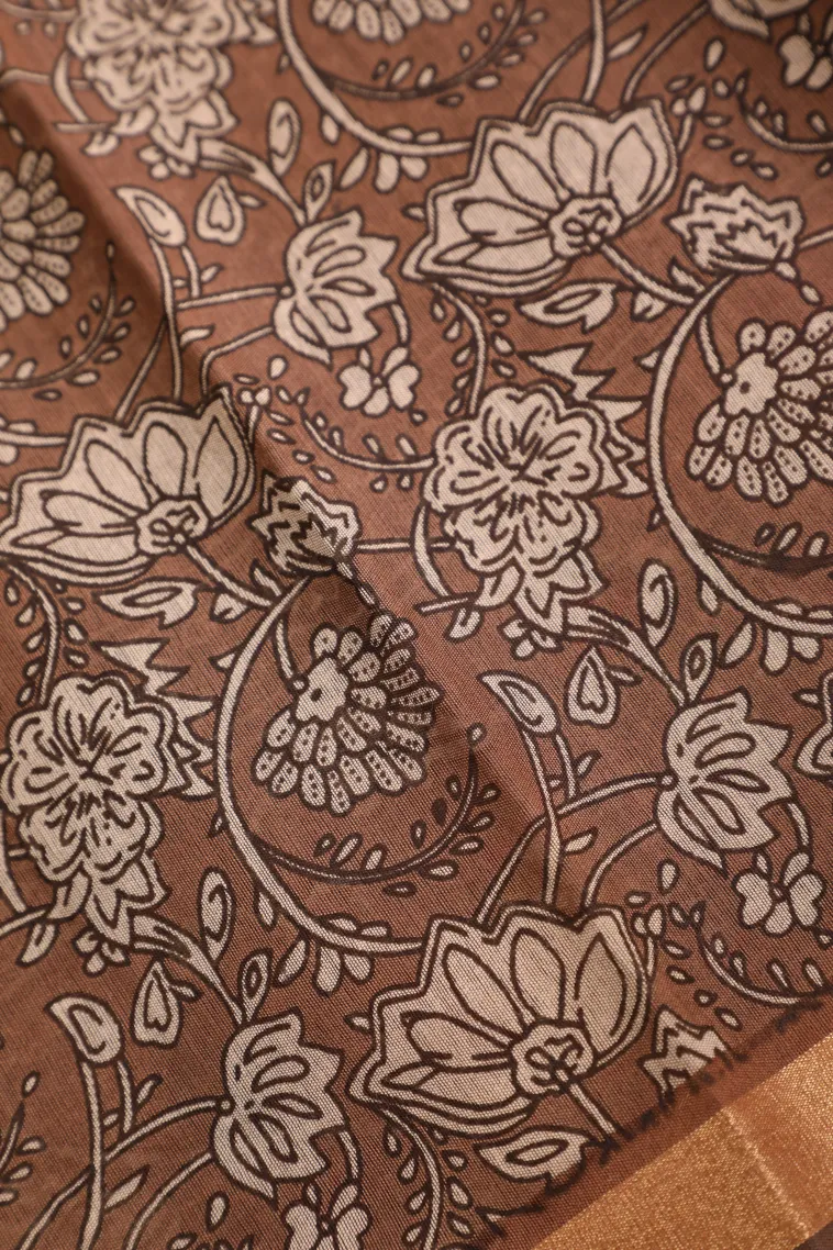 Seaweed Green Chanderi Cotton Sarees Without Zari With Pathik Motifs view 3