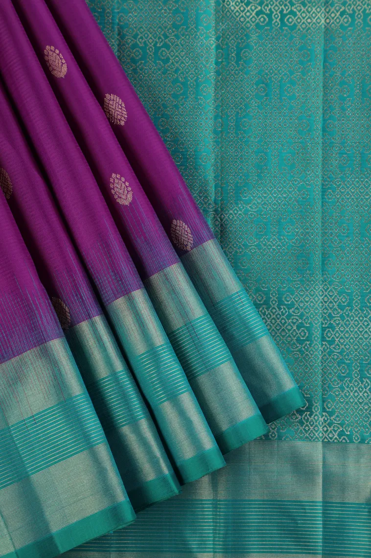 Bubble Purple Soft Silk Saree with Gold Zari Buttis (small Dots Or Motifs)