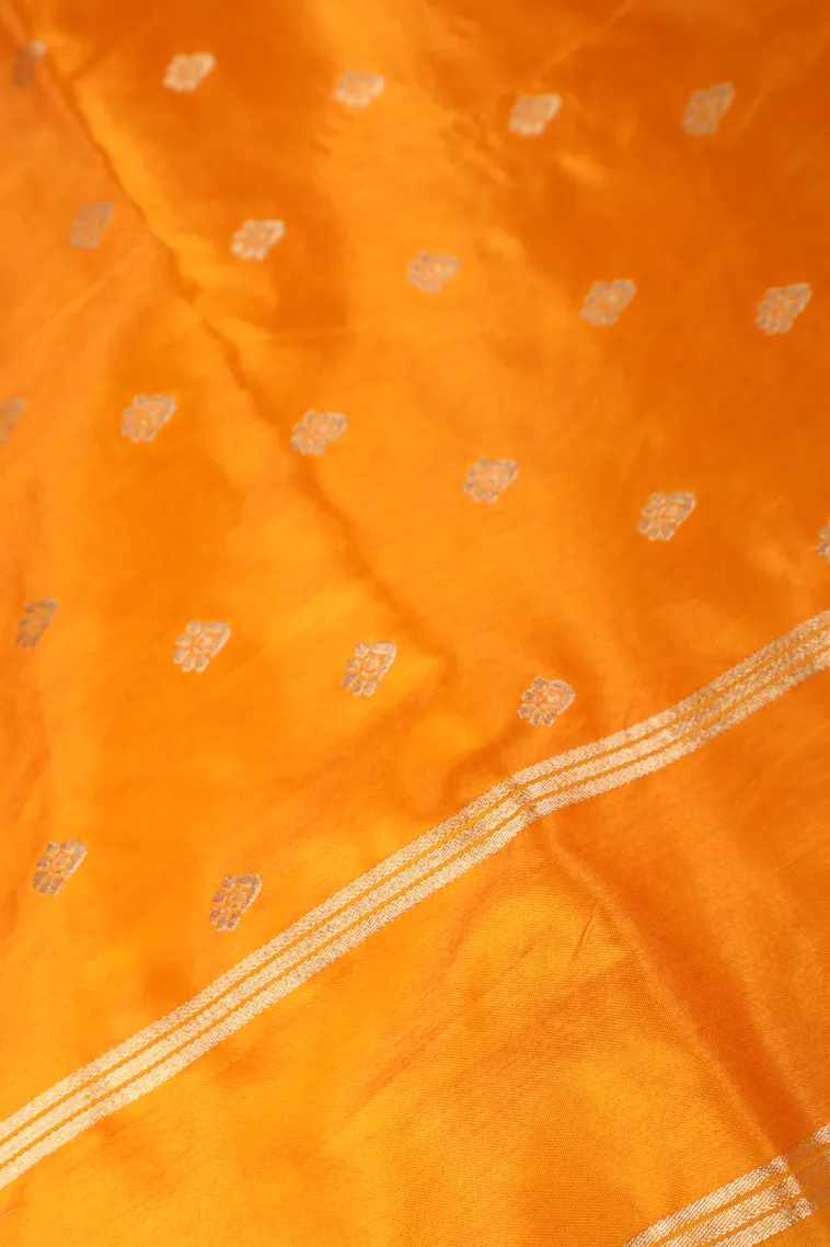 Gold Mysore Silk with Gold Zari Flower Mottif view 3